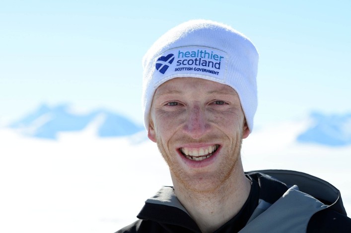 Dr. Andrew Murray running in the Antarctic, Union Glacier. Nov. 2012.