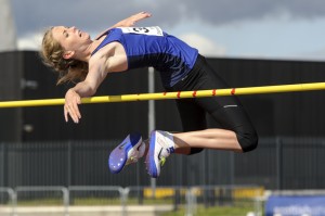 High jump action in Aberdeen in August 2014