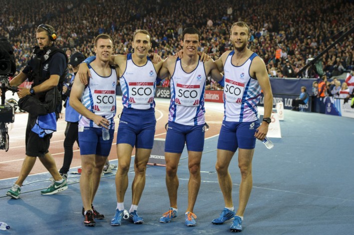 Scotland's 4 x 400m relay sqaud at Hampden